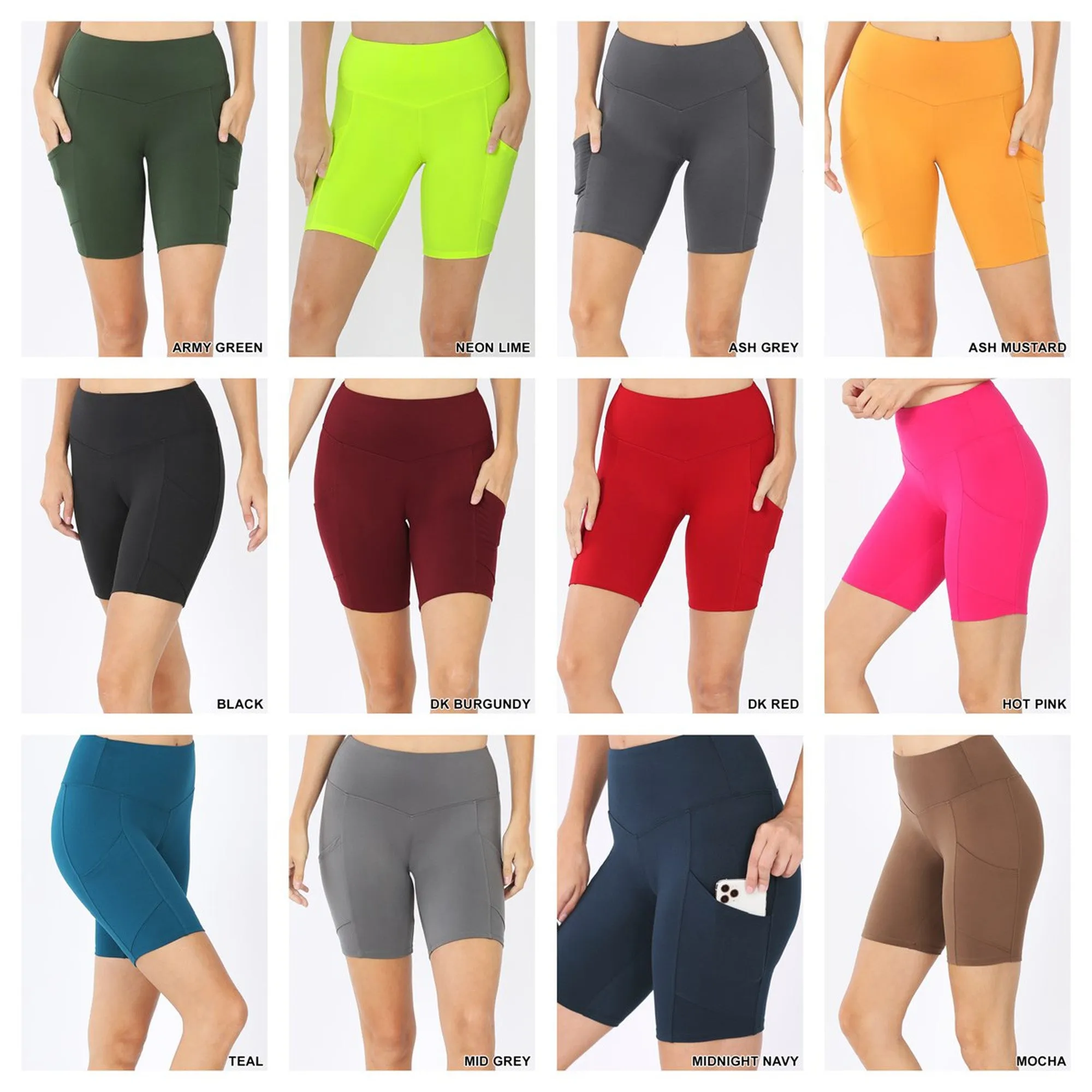 Tummy Control Biker Short Leggings  | Cell Phone Pocket (Zenana)
