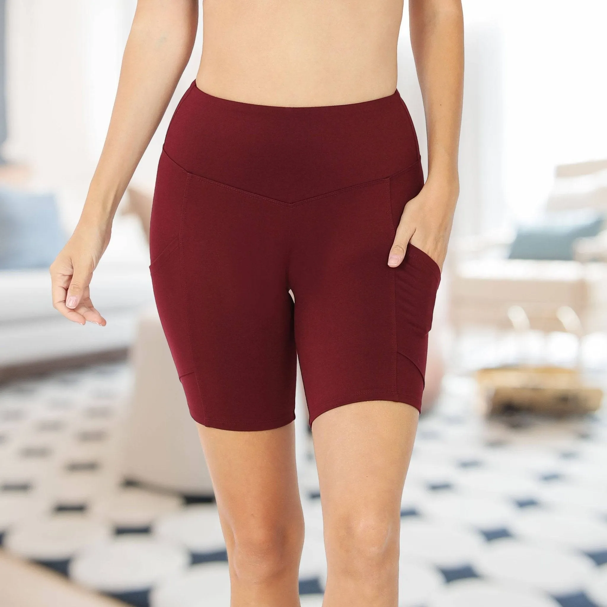 Tummy Control Biker Short Leggings  | Cell Phone Pocket (Zenana)