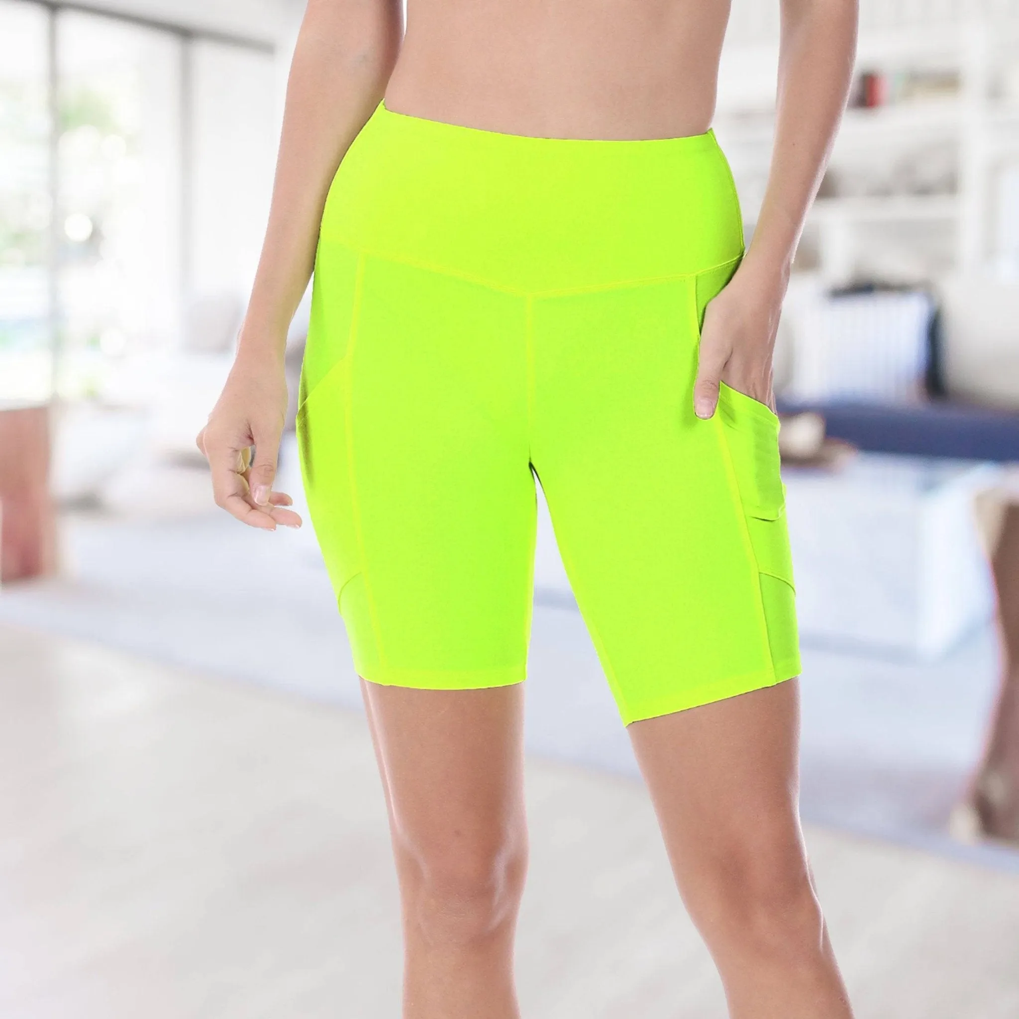 Tummy Control Biker Short Leggings  | Cell Phone Pocket (Zenana)
