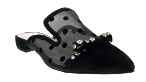 Ventutto Black Mesh Ballerina Flat Mule-