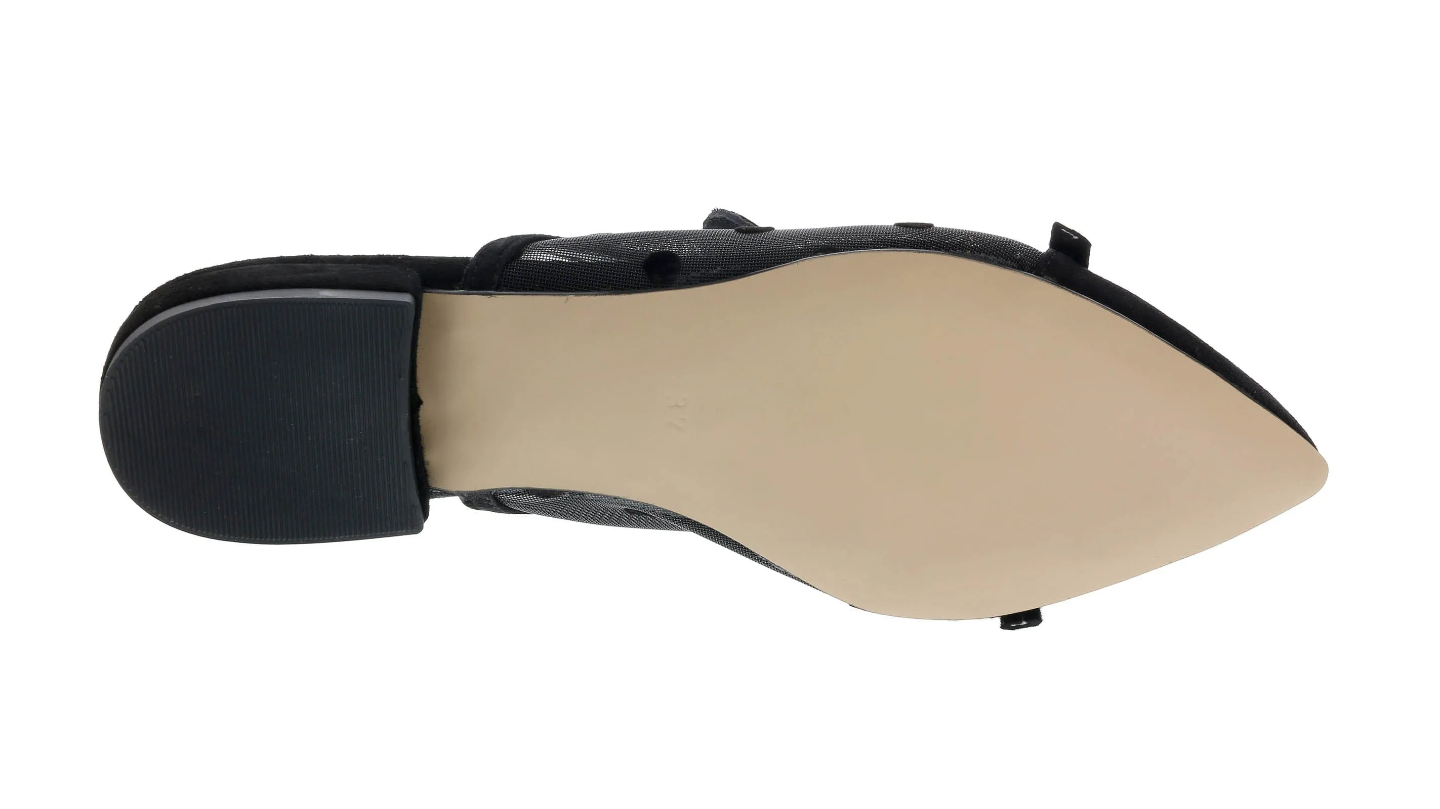 Ventutto Black Mesh Ballerina Flat Mule-