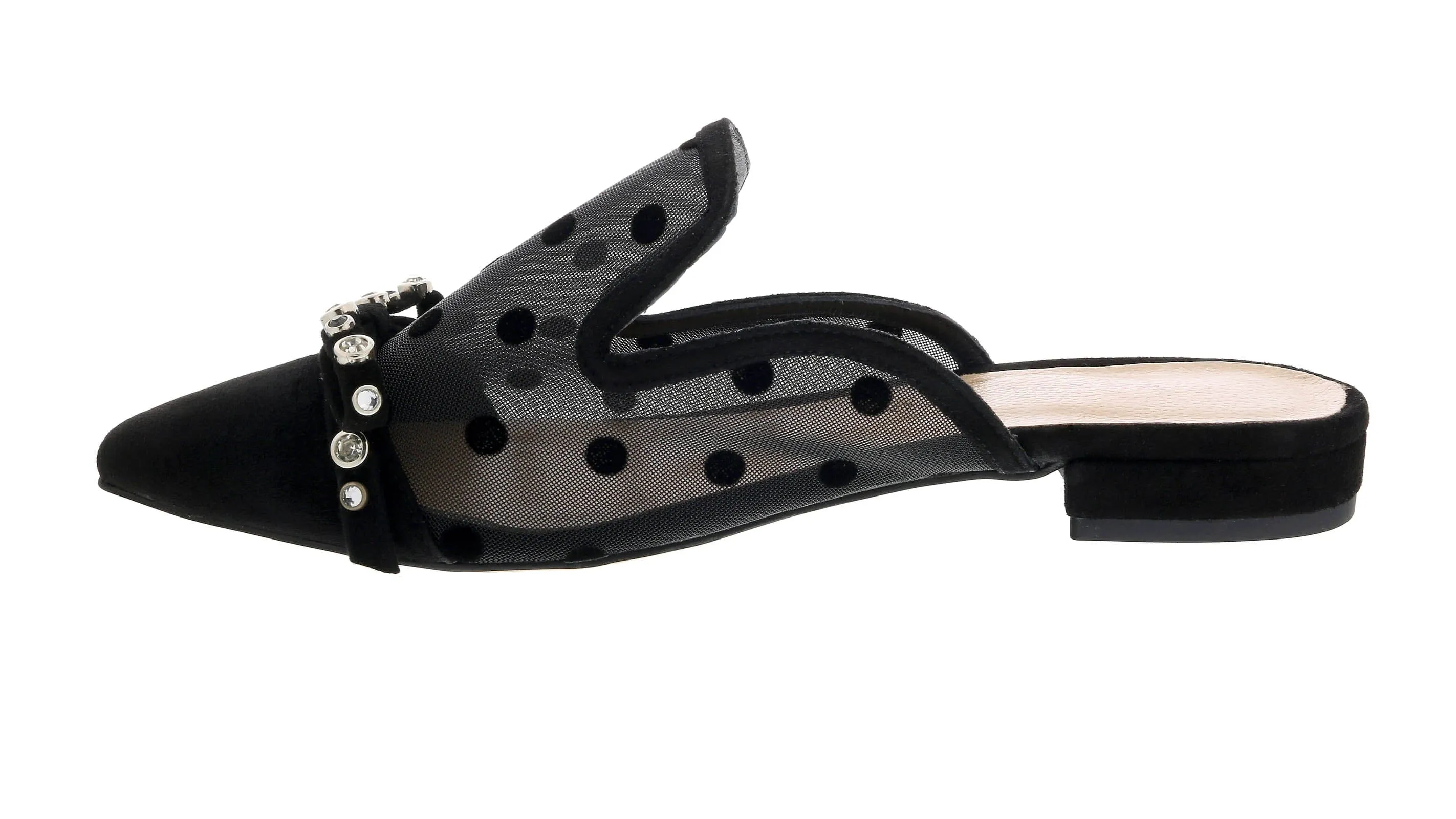 Ventutto Black Mesh Ballerina Flat Mule-