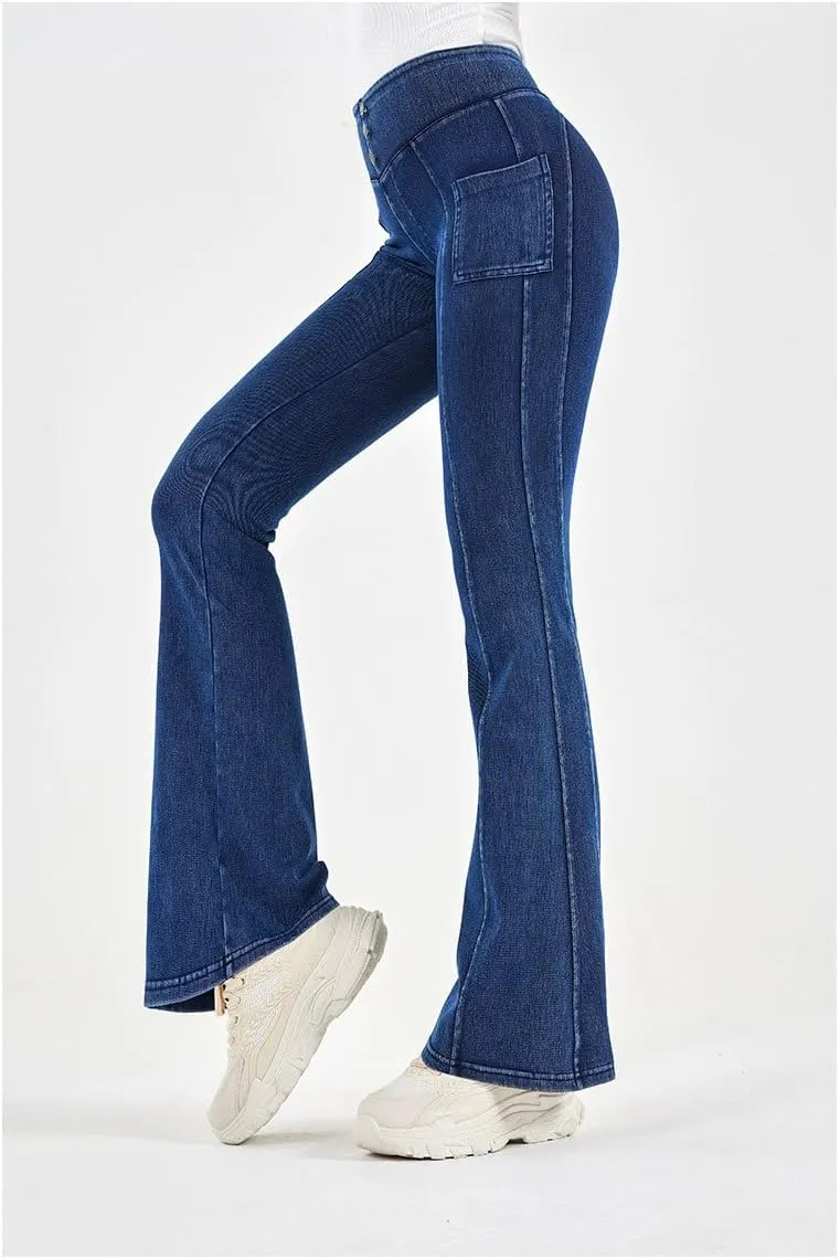 Women Bootcut Jeggings - Bootleg Yoga Pants Stretch Flare Jeans Leggings Tummy Control High Waisted Butt Lift Denim Pants