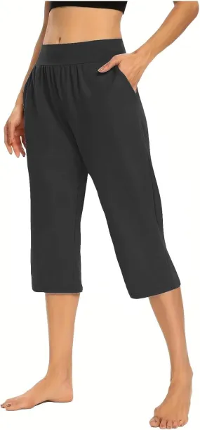 Women's Capri Yoga Pants 2025 Spring Summer Soft Workout Sweatpants Causal Lounge Pants with Pockets