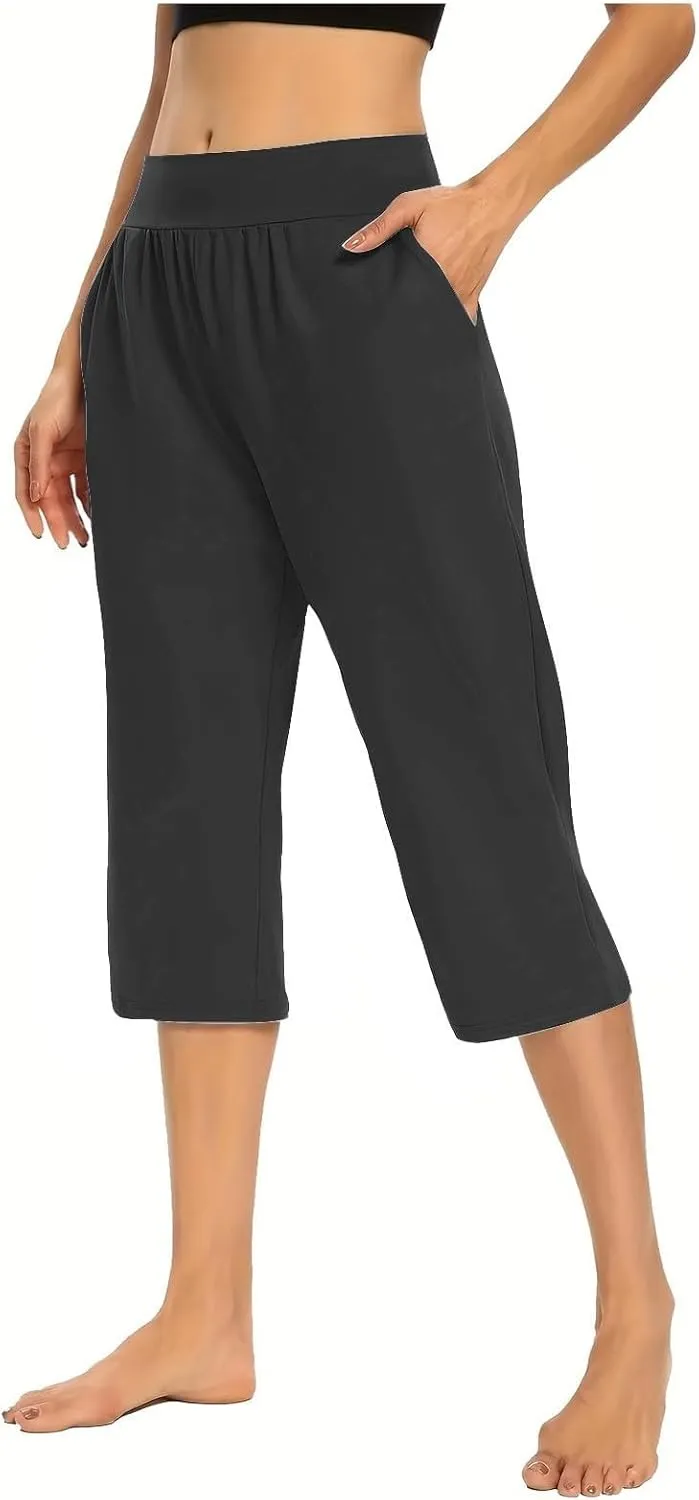 Women's Capri Yoga Pants 2025 Spring Summer Soft Workout Sweatpants Causal Lounge Pants with Pockets
