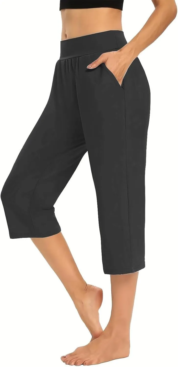Women's Capri Yoga Pants 2025 Spring Summer Soft Workout Sweatpants Causal Lounge Pants with Pockets