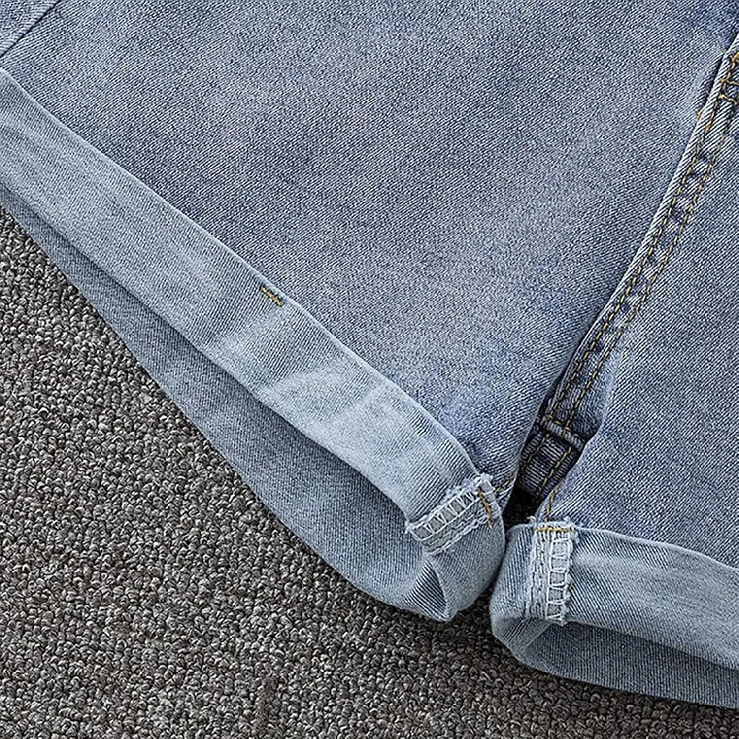Women's Denim Shorts High Waisted Button Casual Soft Loose with Folded Hem Stretchy Trendy Jeans Shorts