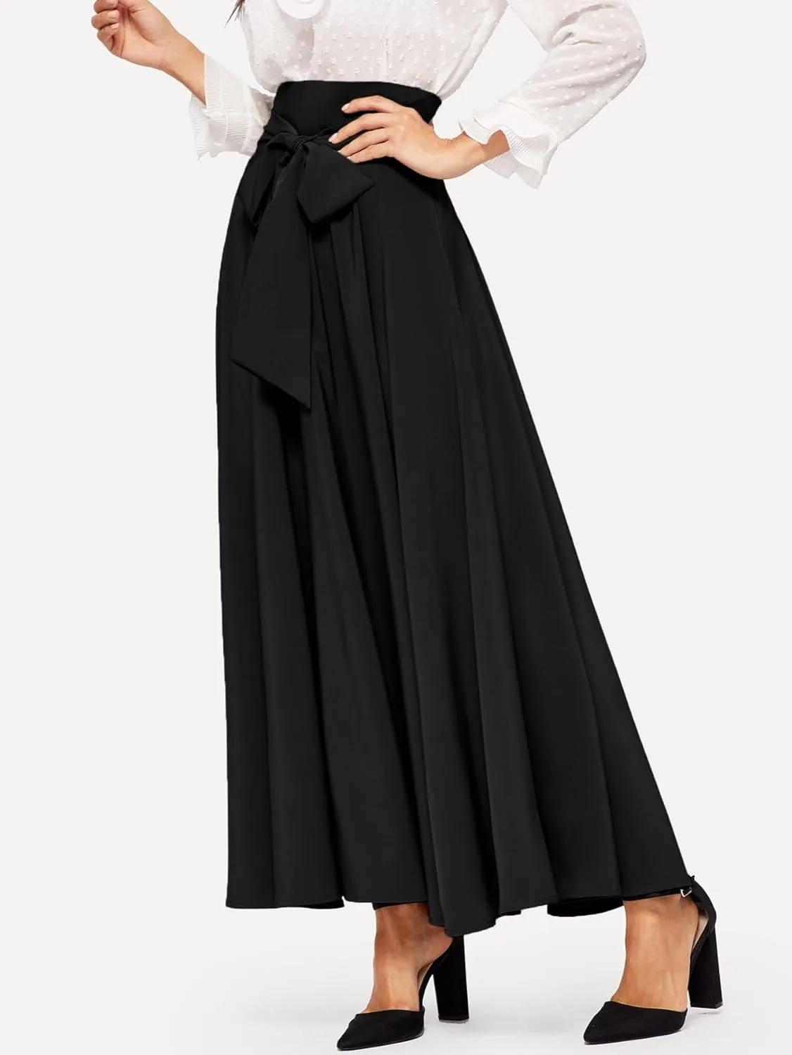 Women's Fashion Trendy Skirt High Waist Zip Back Knot Skirt Elegant