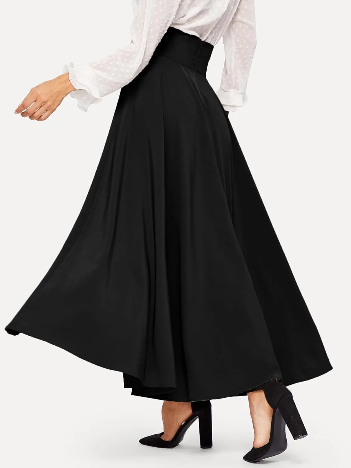 Women's Fashion Trendy Skirt High Waist Zip Back Knot Skirt Elegant