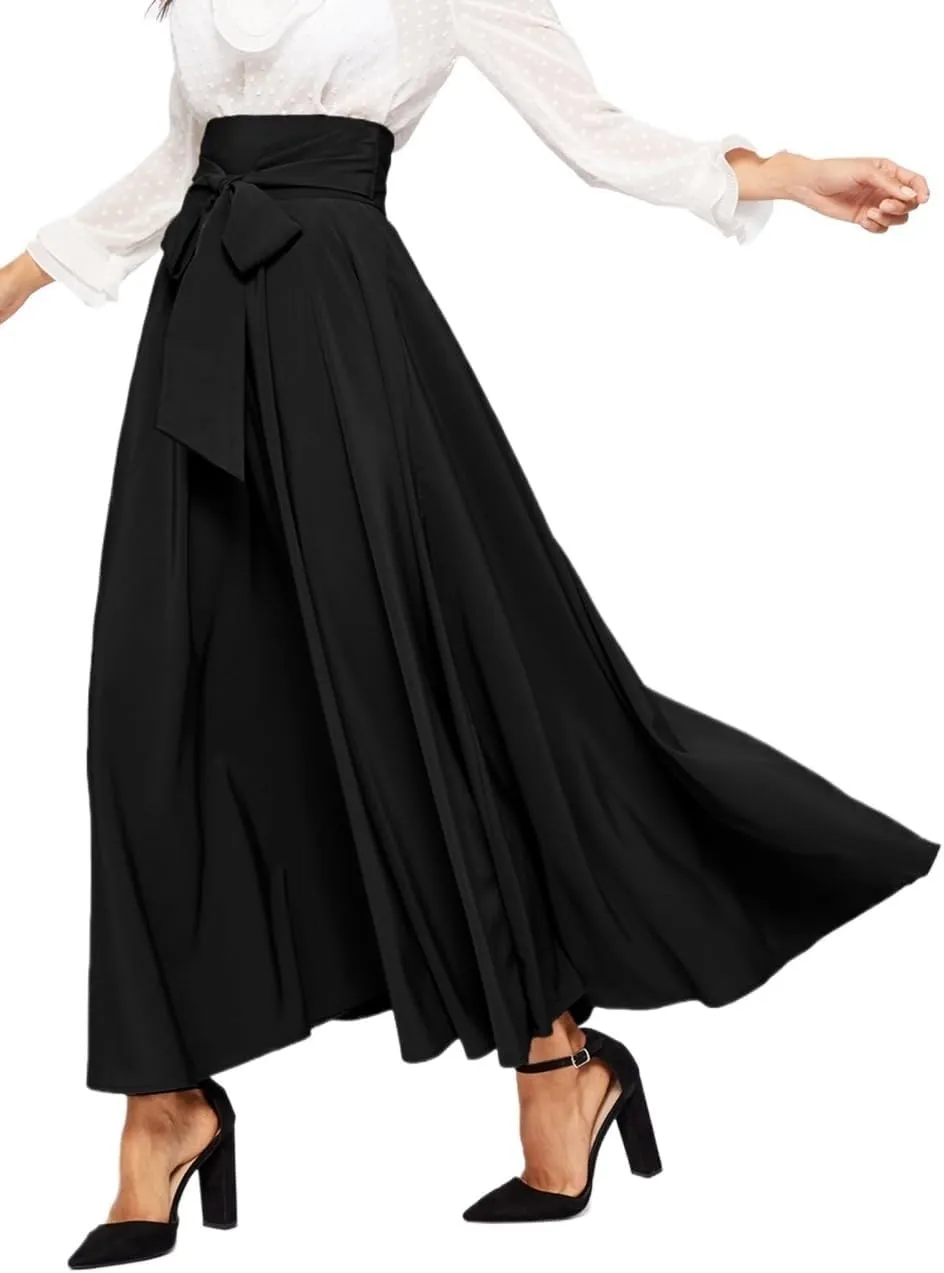Women's Fashion Trendy Skirt High Waist Zip Back Knot Skirt Elegant