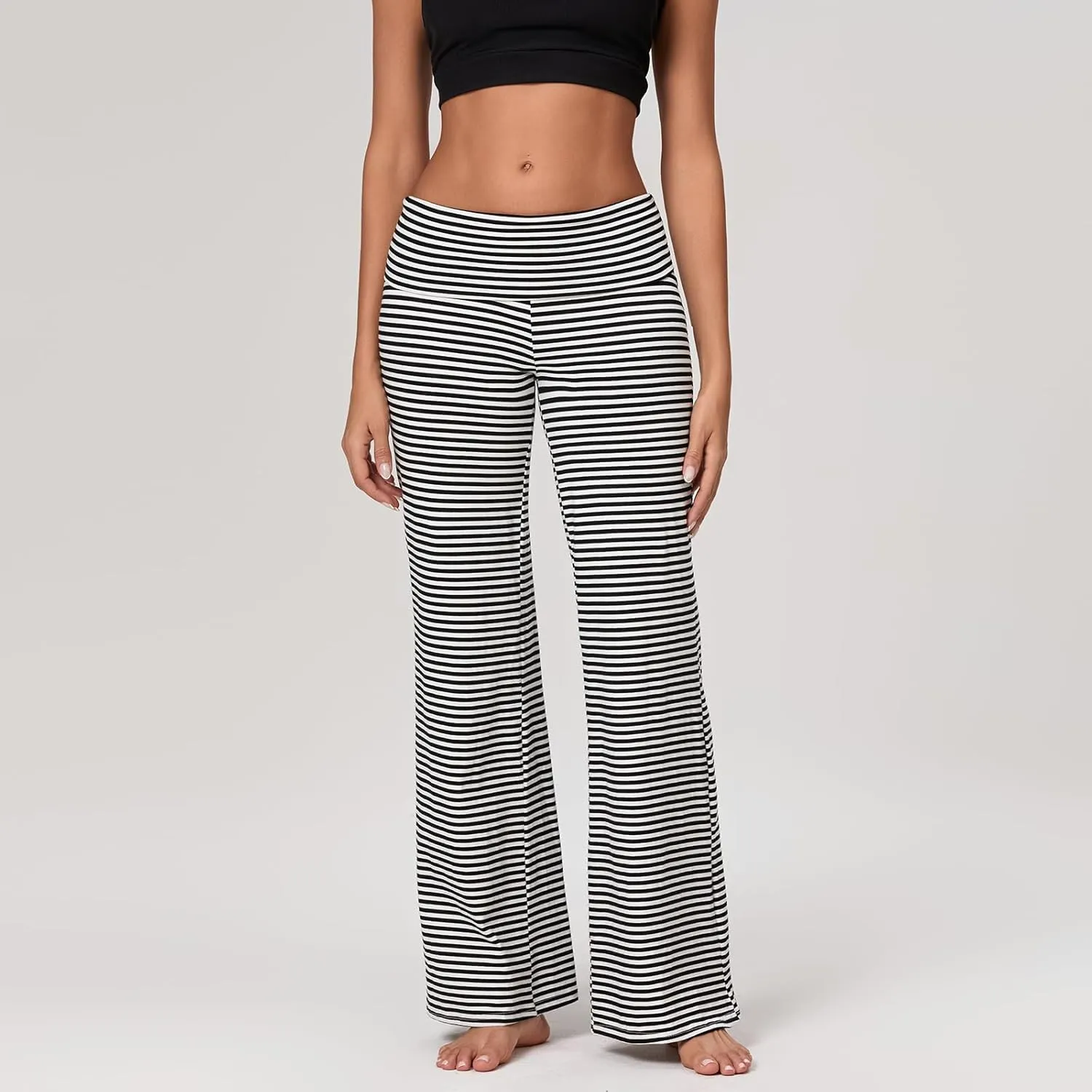 Women's Flare Leggings Fold Over Yoga Pants tretch Bootcut Bell Bottom Slim Fit Leggings Y2k Joggers Sweatpants
