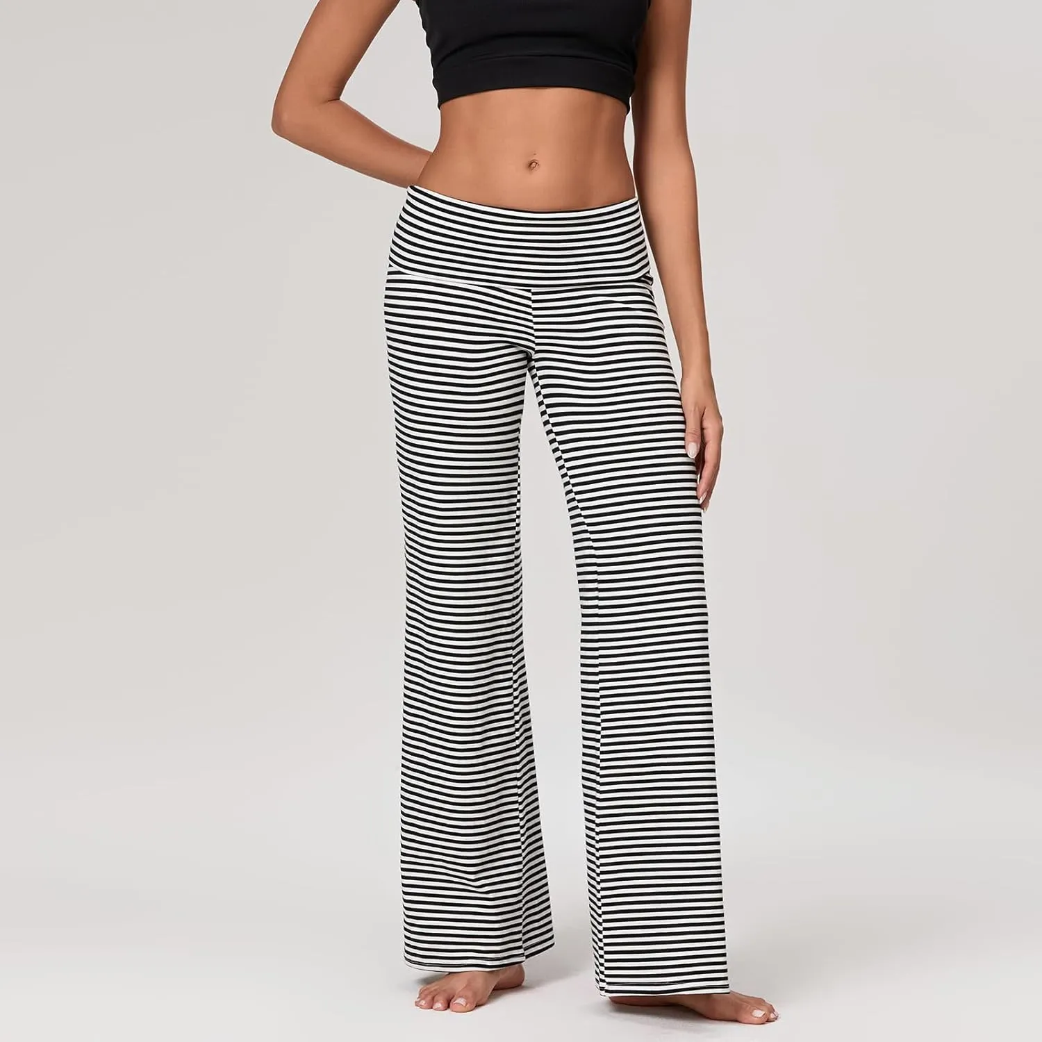 Women's Flare Leggings Fold Over Yoga Pants tretch Bootcut Bell Bottom Slim Fit Leggings Y2k Joggers Sweatpants