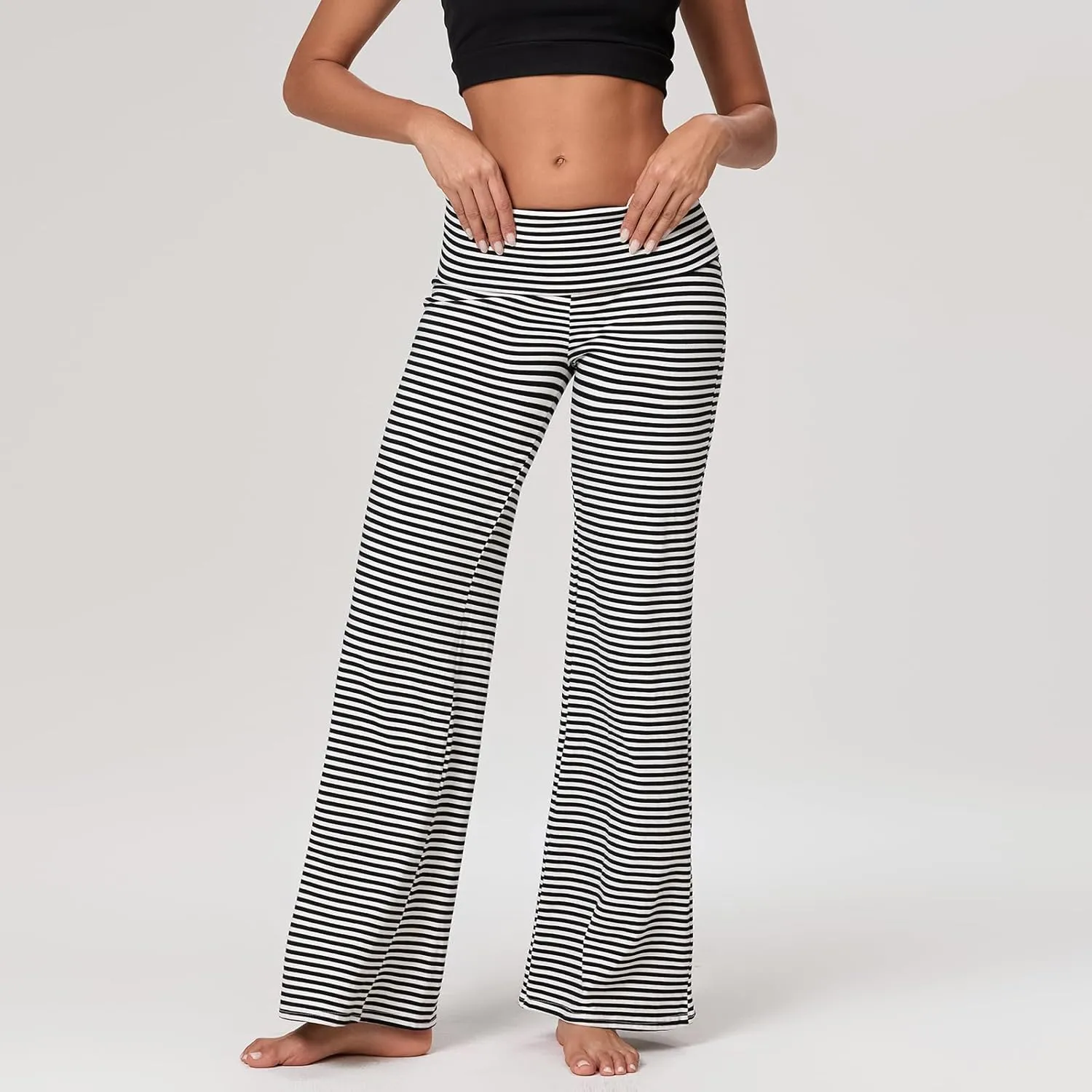 Women's Flare Leggings Fold Over Yoga Pants tretch Bootcut Bell Bottom Slim Fit Leggings Y2k Joggers Sweatpants