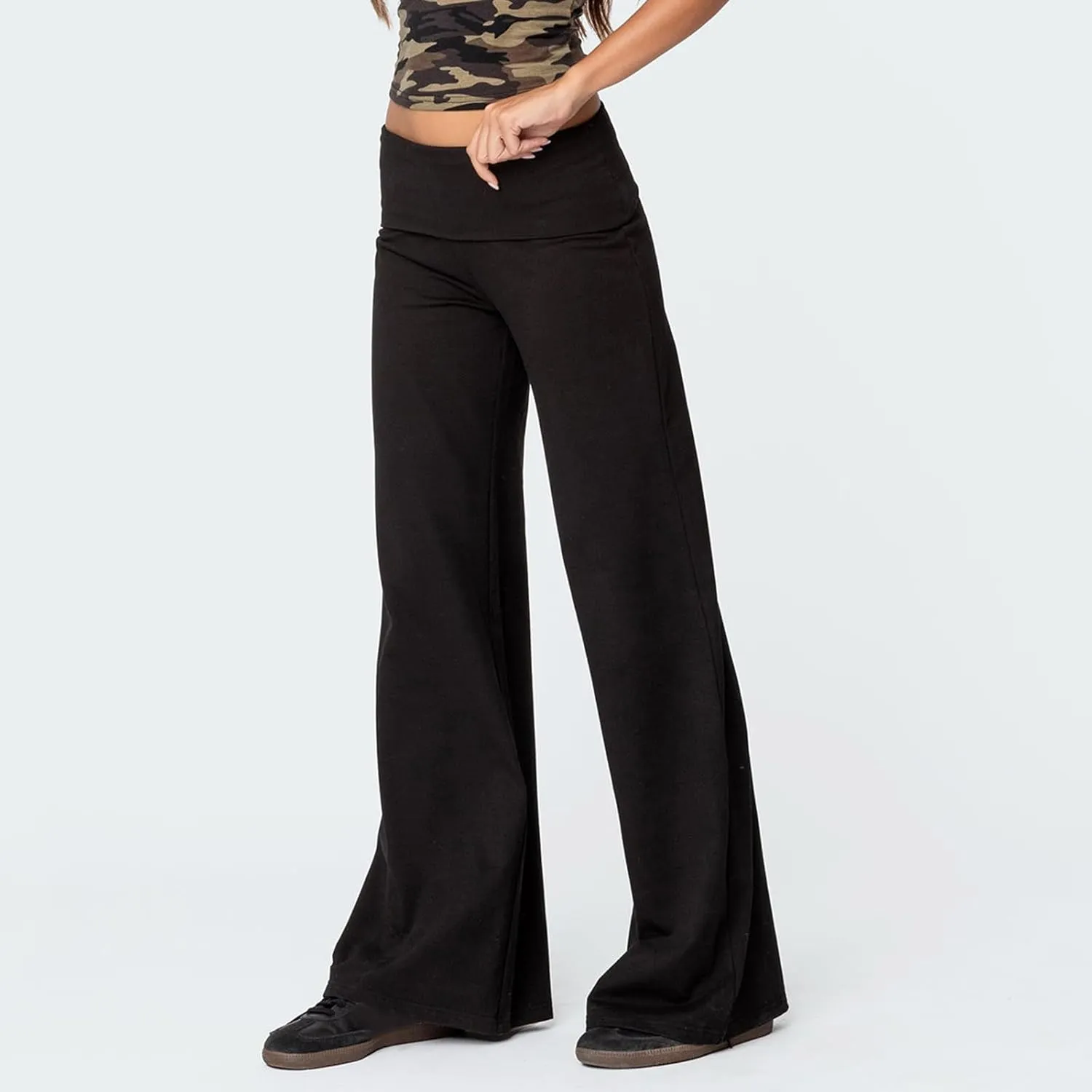 Women's Flare Leggings Fold Over Yoga Pants tretch Bootcut Bell Bottom Slim Fit Leggings Y2k Joggers Sweatpants
