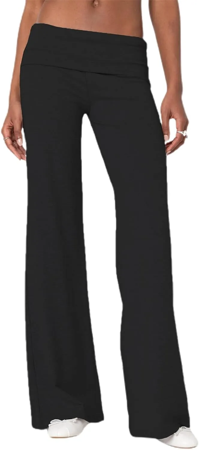 Women's Flare Leggings Fold Over Yoga Pants tretch Bootcut Bell Bottom Slim Fit Leggings Y2k Joggers Sweatpants