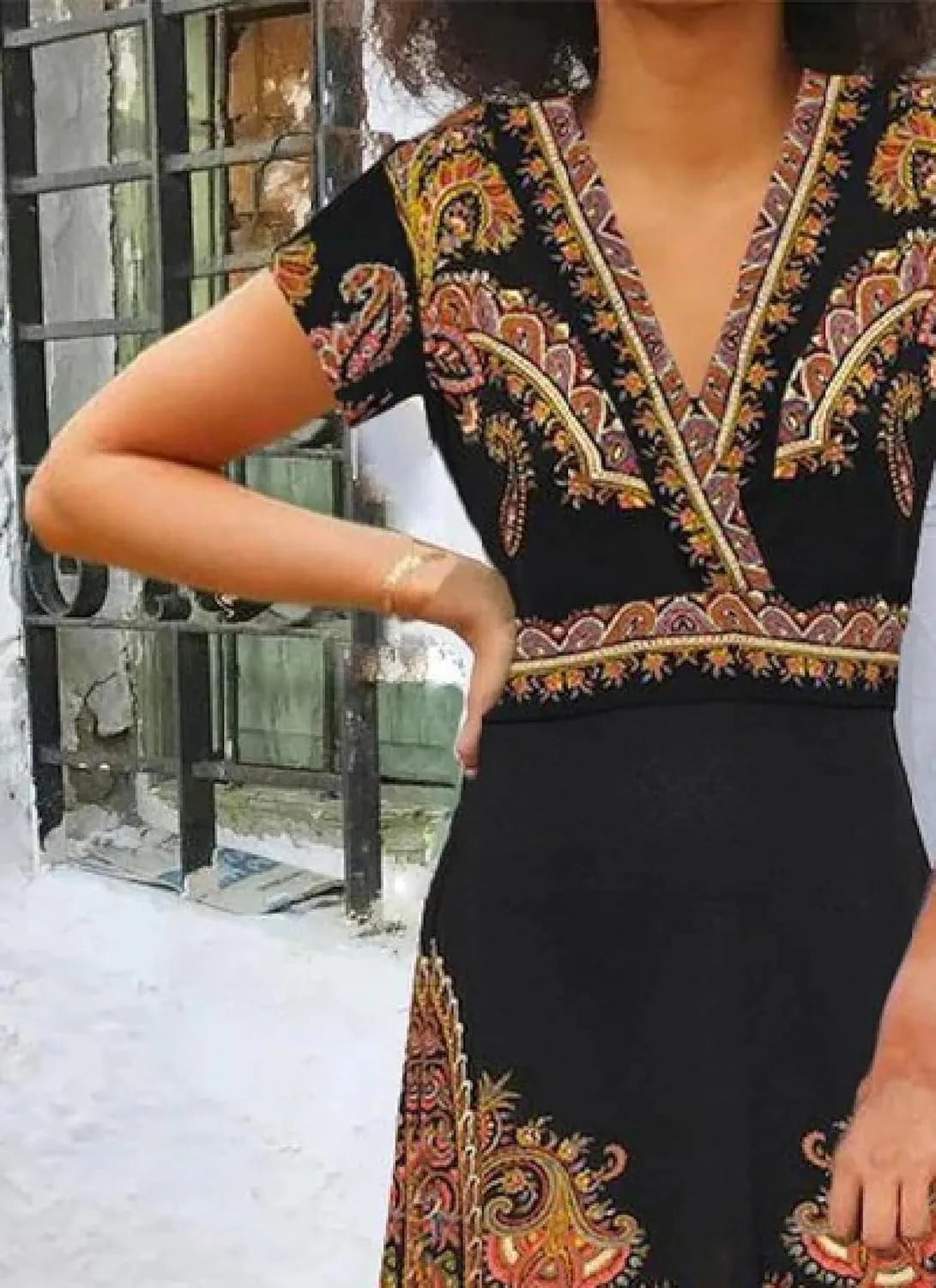 Women's Midi Dresses Spring Modern Boho Chic Paisley Dress V Neck Short Sleeve Flowy Shift Summer 2025