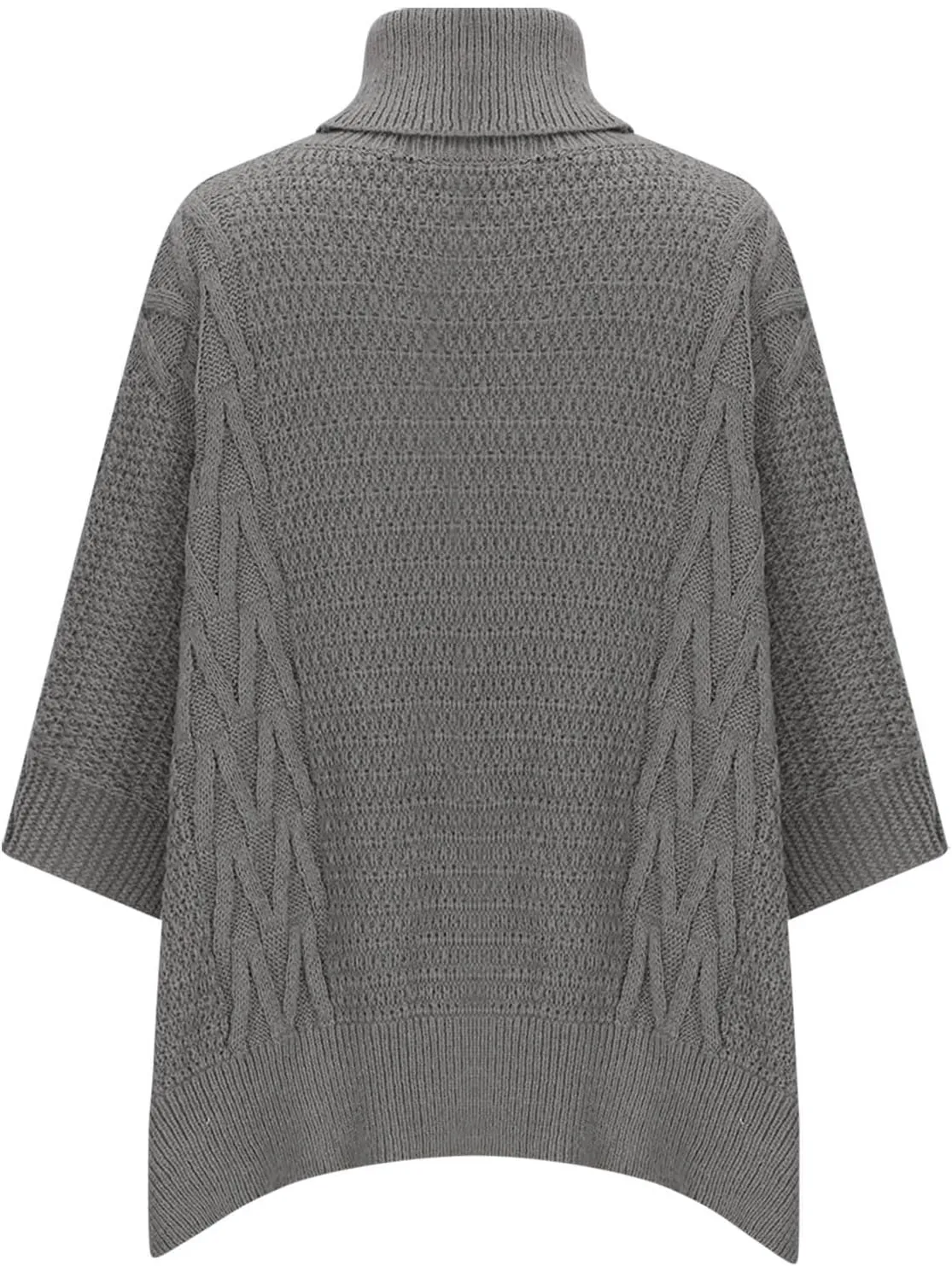 Womens Plus Size Poncho Sweater Oversized Chic Turtleneck Batwing Sleeve Asymmetric Knitted Pullover Shawl Wrap Cape